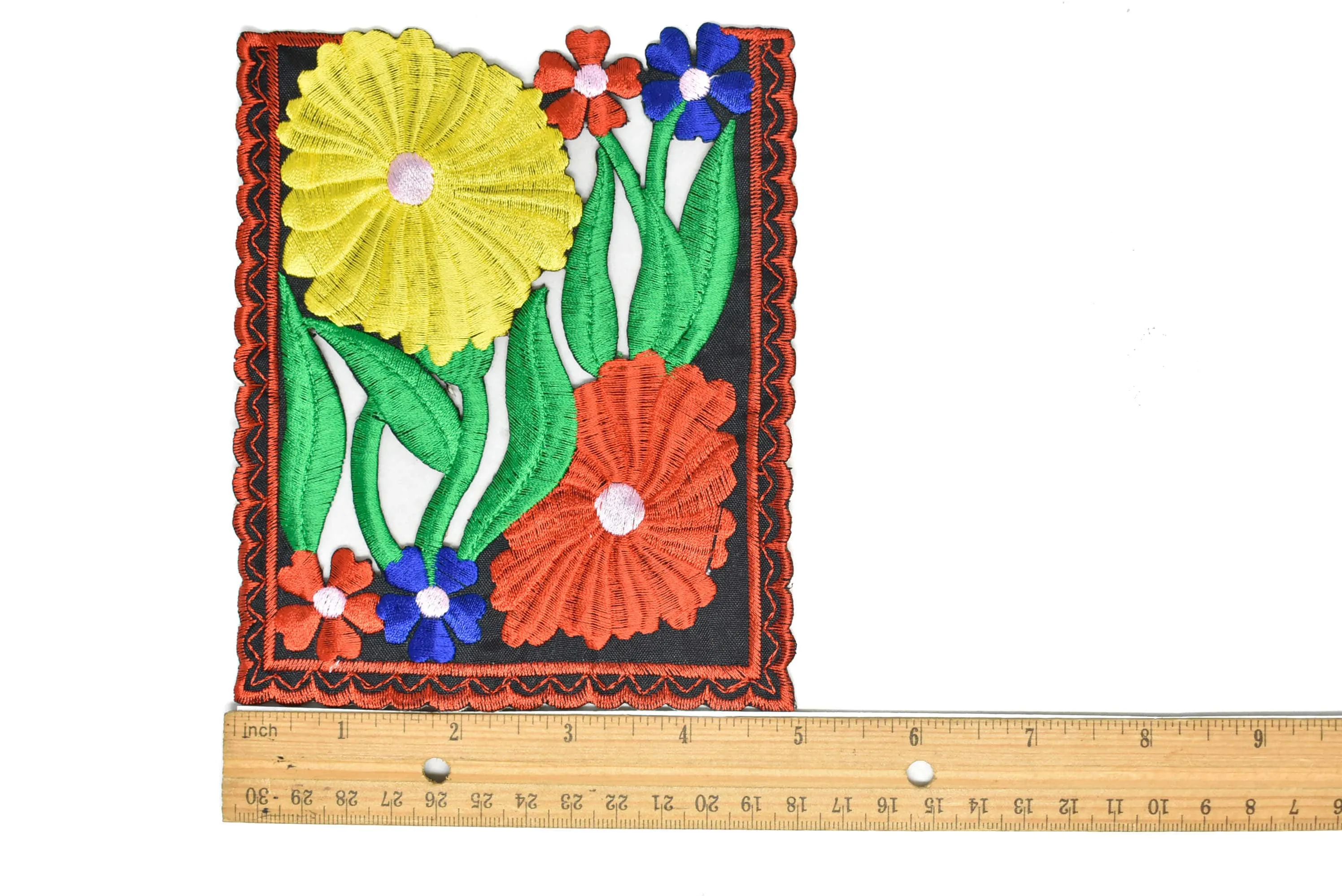 Square Floral Sew-On Applique 6" x 5" - 1 Piece