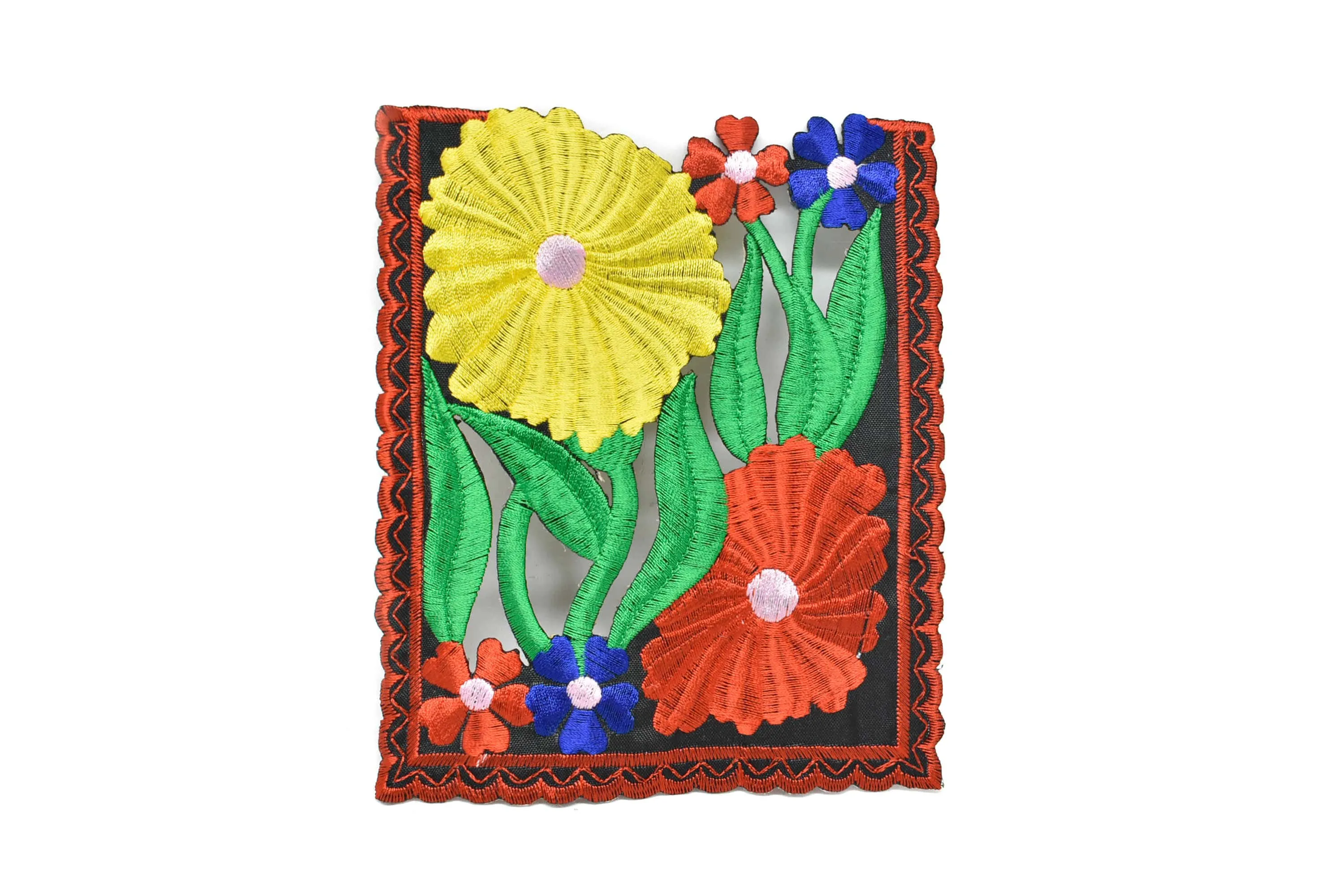 Square Floral Sew-On Applique 6" x 5" - 1 Piece