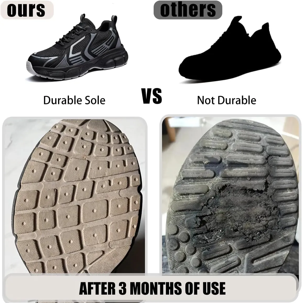 Steel Toe Shoes for Men Women  Durable Soles, Lightweight Comfortable Safety Work Sneakers