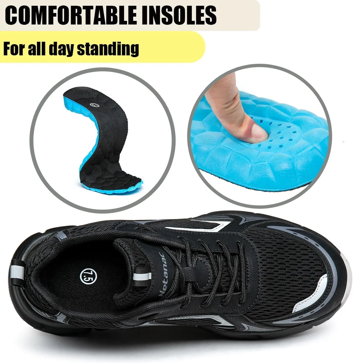 Steel Toe Shoes for Men Women  Durable Soles, Lightweight Comfortable Safety Work Sneakers