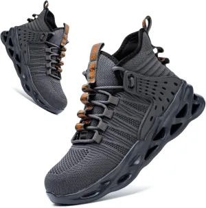Steel Toe Shoes for Men Women Lightweight Steel Toe Sneakers Mid Cut Indestructible Work Boots Construction Safety Shoes