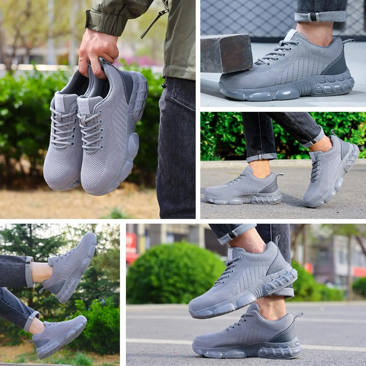 Steel Toe Shoes for Men Women Lightweight Work Shoes Indestructible Safety Sneakers Comfortable Steel Toe Sneakers Mens Work Tennis Shoe for Industrial Construction