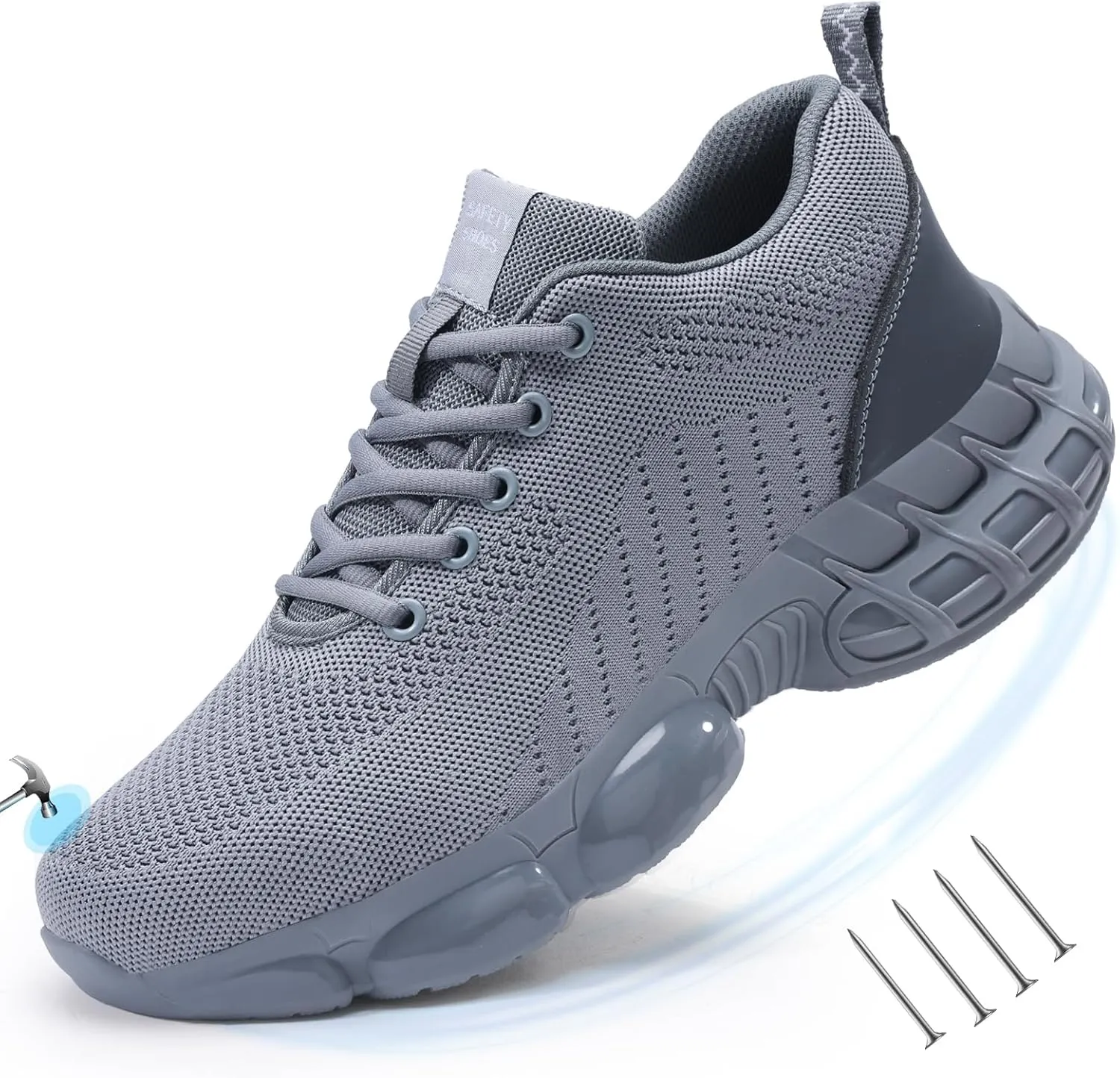Steel Toe Shoes for Men Women Lightweight Work Shoes Indestructible Safety Sneakers Comfortable Steel Toe Sneakers Mens Work Tennis Shoe for Industrial Construction