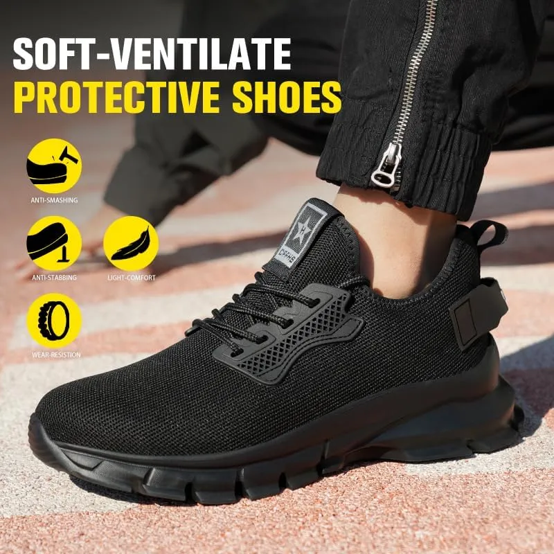 Steel Toe Shoes for Men Women Work Shoes Safety Sneakers Shoes Comfortable Lightweight Puncture Proof Slip on Indestructible Work Shoes