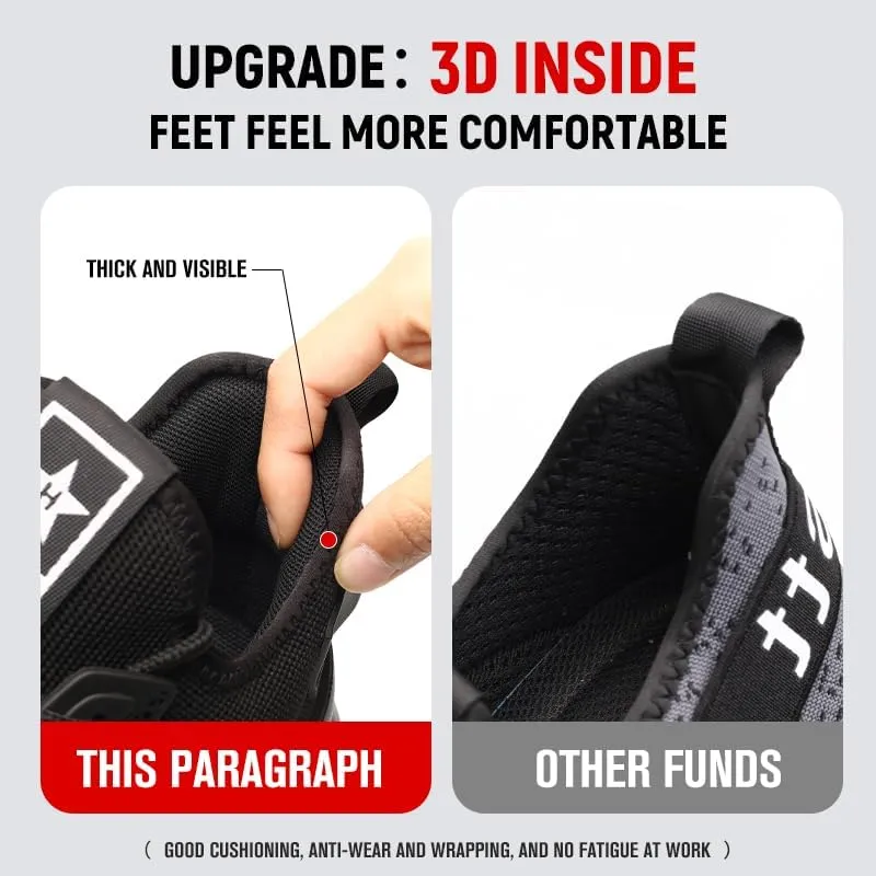 Steel Toe Shoes for Men Women Work Shoes Safety Sneakers Shoes Comfortable Lightweight Puncture Proof Slip on Indestructible Work Shoes