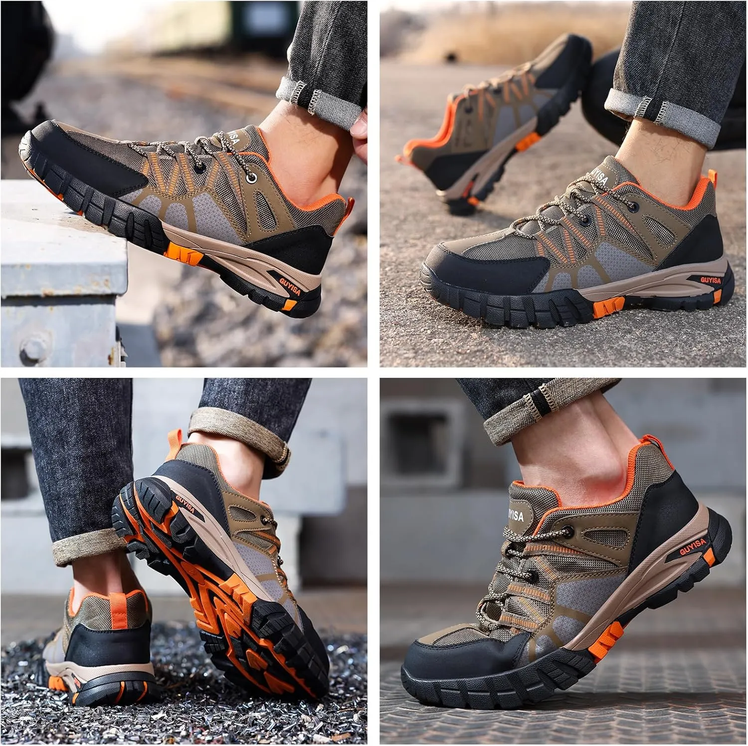 Steel Toe Shoes for Men,Non Slip Lightweight Work Shoes,Construction Industrial Work Boots,Comfortable Breathable Safety Steel Toe Sneakers for Men.