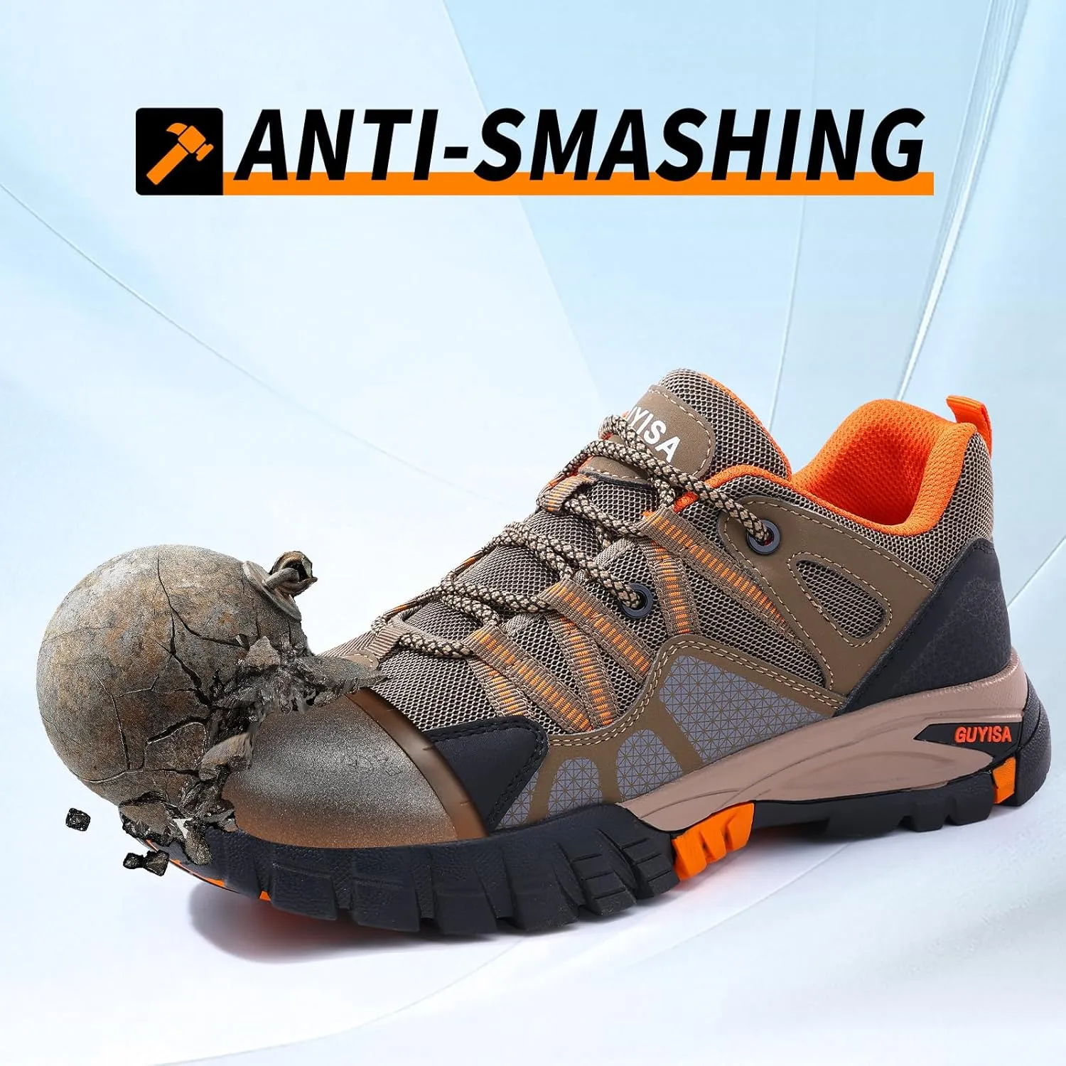Steel Toe Shoes for Men,Non Slip Lightweight Work Shoes,Construction Industrial Work Boots,Comfortable Breathable Safety Steel Toe Sneakers for Men.