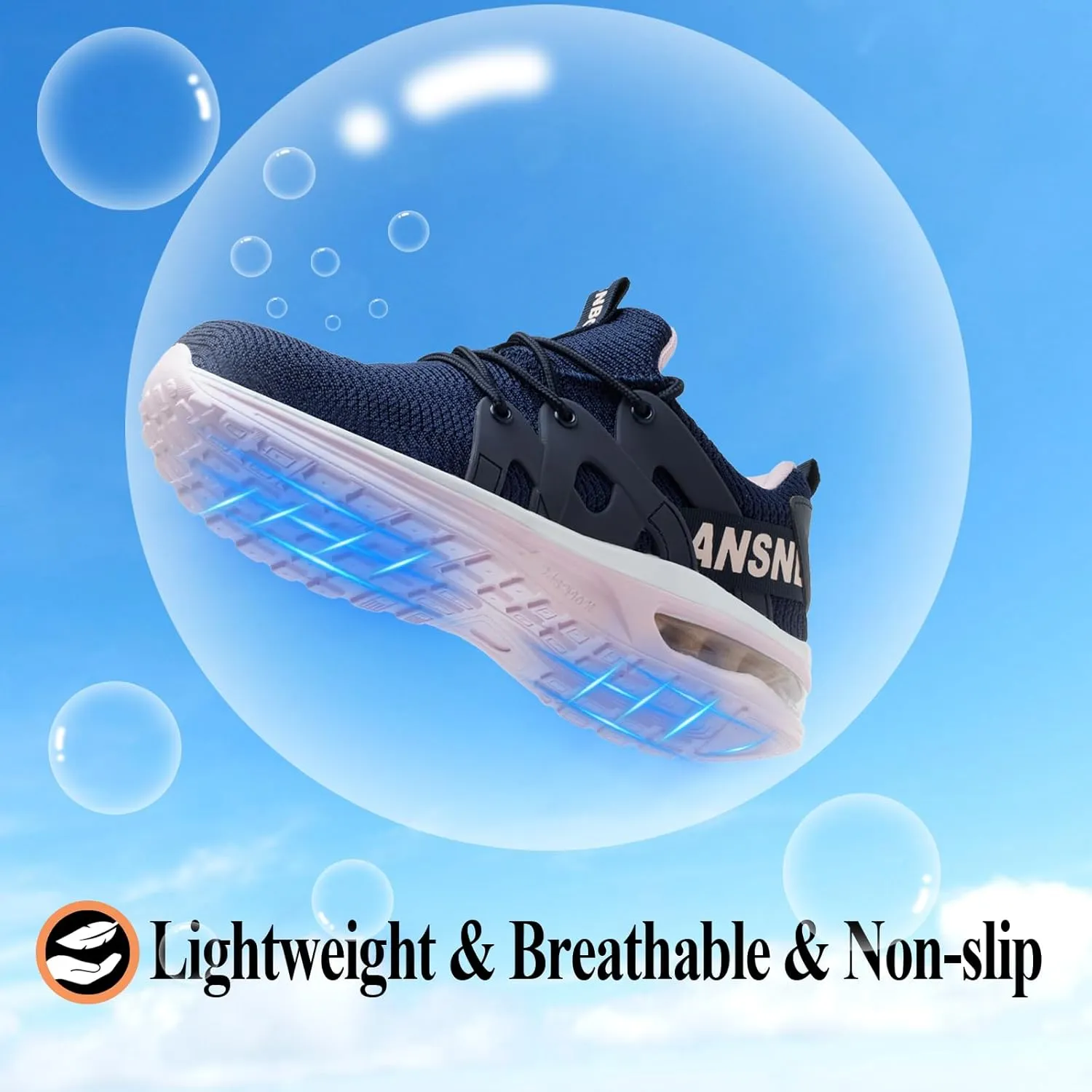 Steel Toe Shoes for Women Indestructible Safety Work Shoes Air Cushion Lightweight Breathable Utility Sneakers Puncture Proof Slip Resistant Composite Toe Footwear