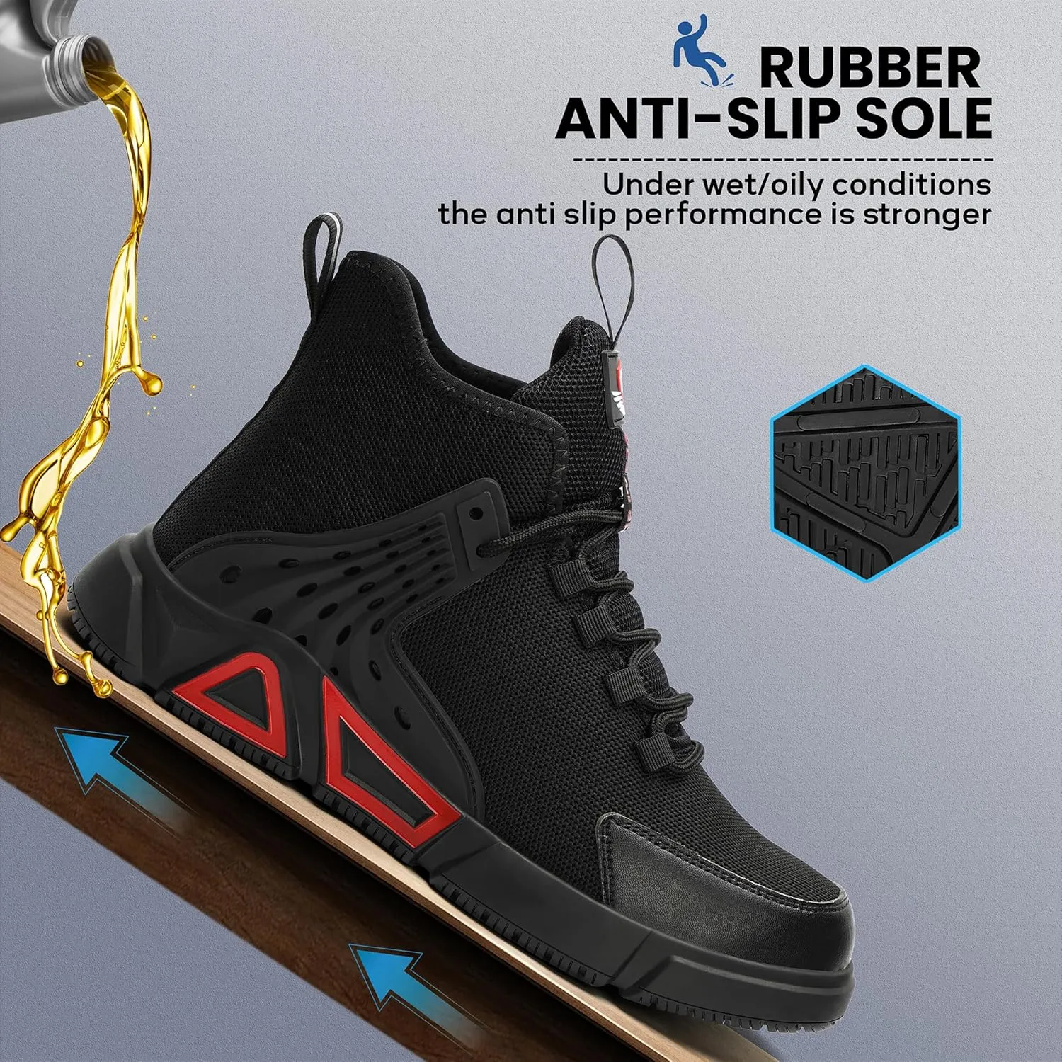 STEEL V's Men & Women Steel-Toe Work Shoes, Composite Toe, Lightweight, Breathable, Durable, Slip-Resistant, Arch Support, Oder Selector, Industrial Athlete, Zapatos de Seguridad para Hombres y Mujer