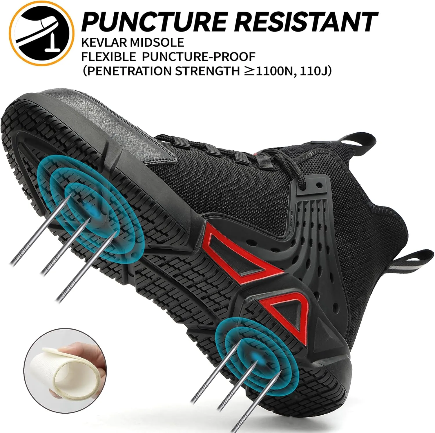 STEEL V's Men & Women Steel-Toe Work Shoes, Composite Toe, Lightweight, Breathable, Durable, Slip-Resistant, Arch Support, Oder Selector, Industrial Athlete, Zapatos de Seguridad para Hombres y Mujer