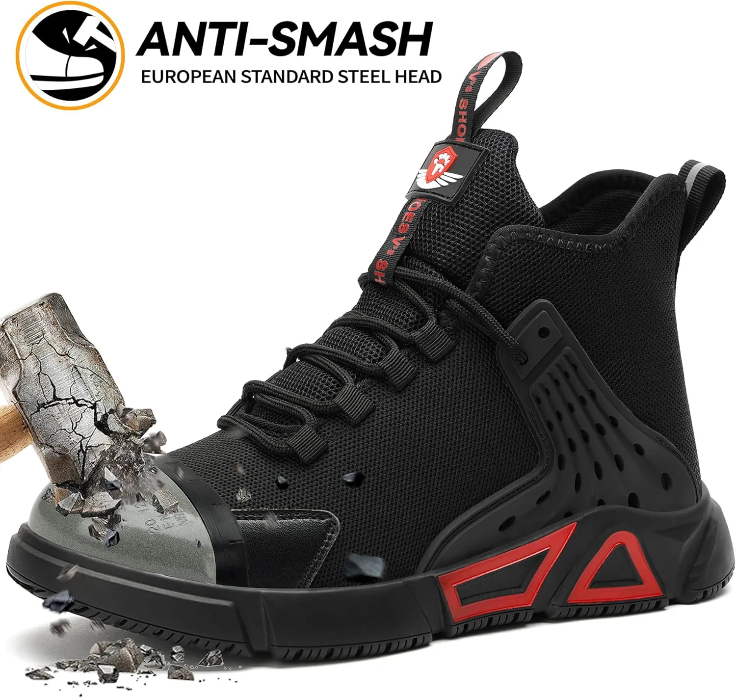 STEEL V's Men & Women Steel-Toe Work Shoes, Composite Toe, Lightweight, Breathable, Durable, Slip-Resistant, Arch Support, Oder Selector, Industrial Athlete, Zapatos de Seguridad para Hombres y Mujer