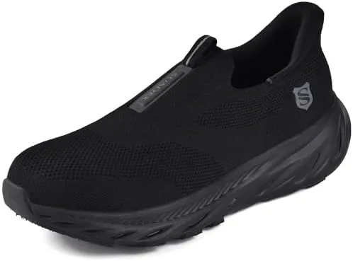 SUADEX Hands Free Slip On Steel Toe Shoes Indestructible Arch Support Steel Toe Sneakers Lightweight Work Safety Shoes Puncture Proof Composite Toe