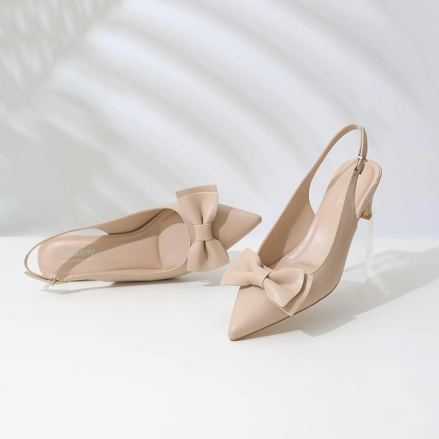 Susanny Slingback Heels for Women Stiletto Closed Pointed Toe Dress Shoes Heels Sexy Kitten Pumps Wedding Party Evening Prom Dance Ankle Strappy Shoes