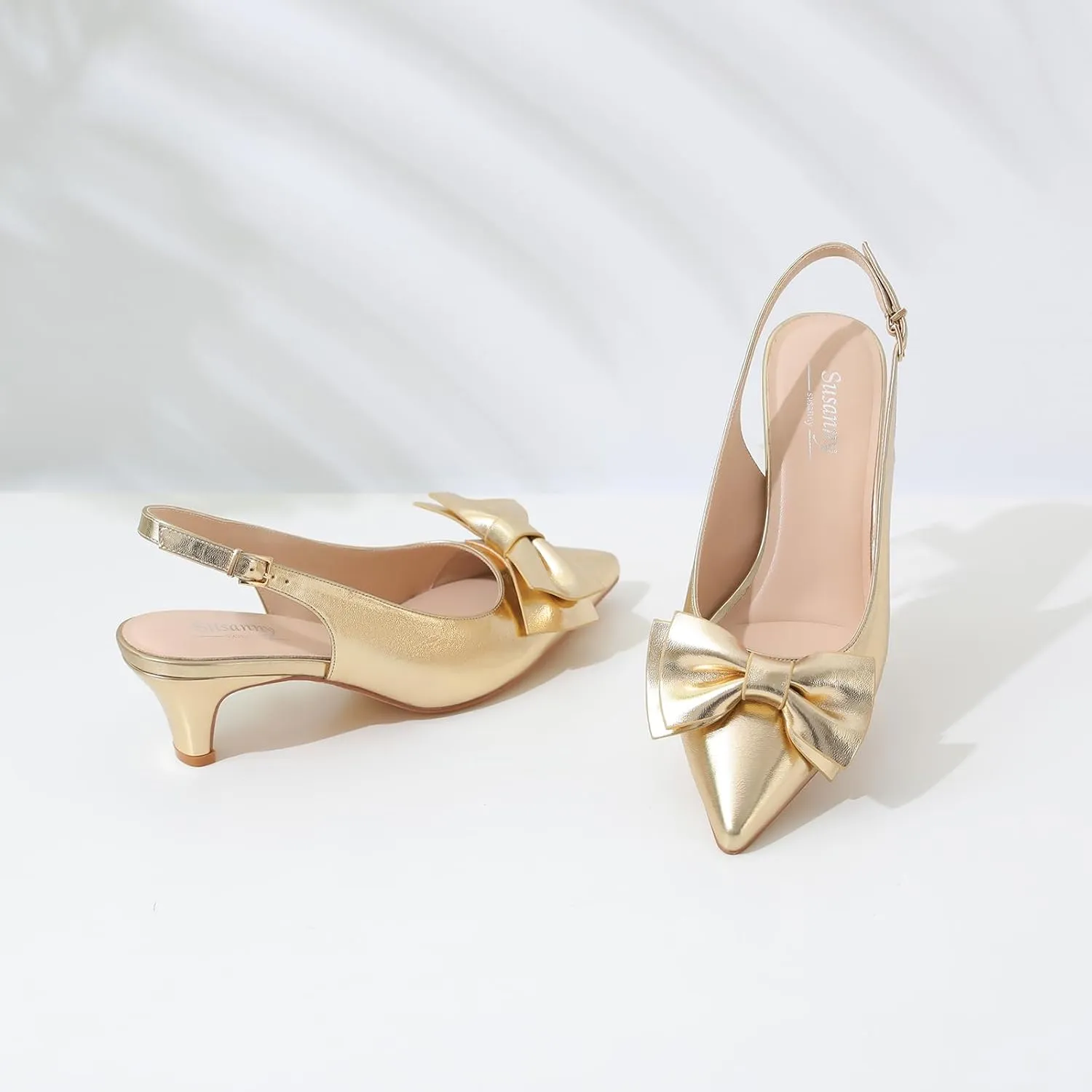 Susanny Slingback Heels for Women Stiletto Closed Pointed Toe Dress Shoes Heels Sexy Kitten Pumps Wedding Party Evening Prom Dance Ankle Strappy Shoes