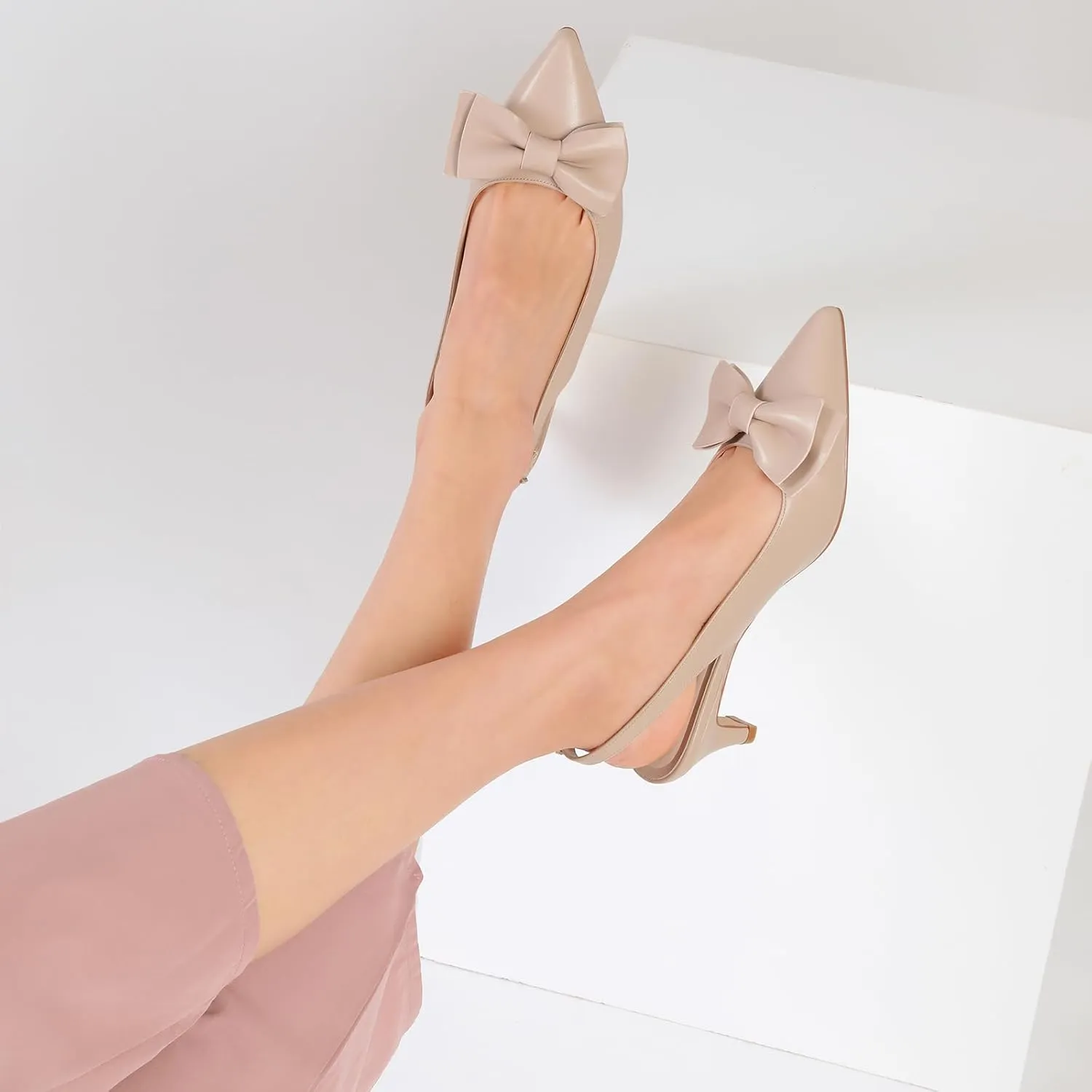 Susanny Slingback Heels for Women Stiletto Closed Pointed Toe Dress Shoes Heels Sexy Kitten Pumps Wedding Party Evening Prom Dance Ankle Strappy Shoes