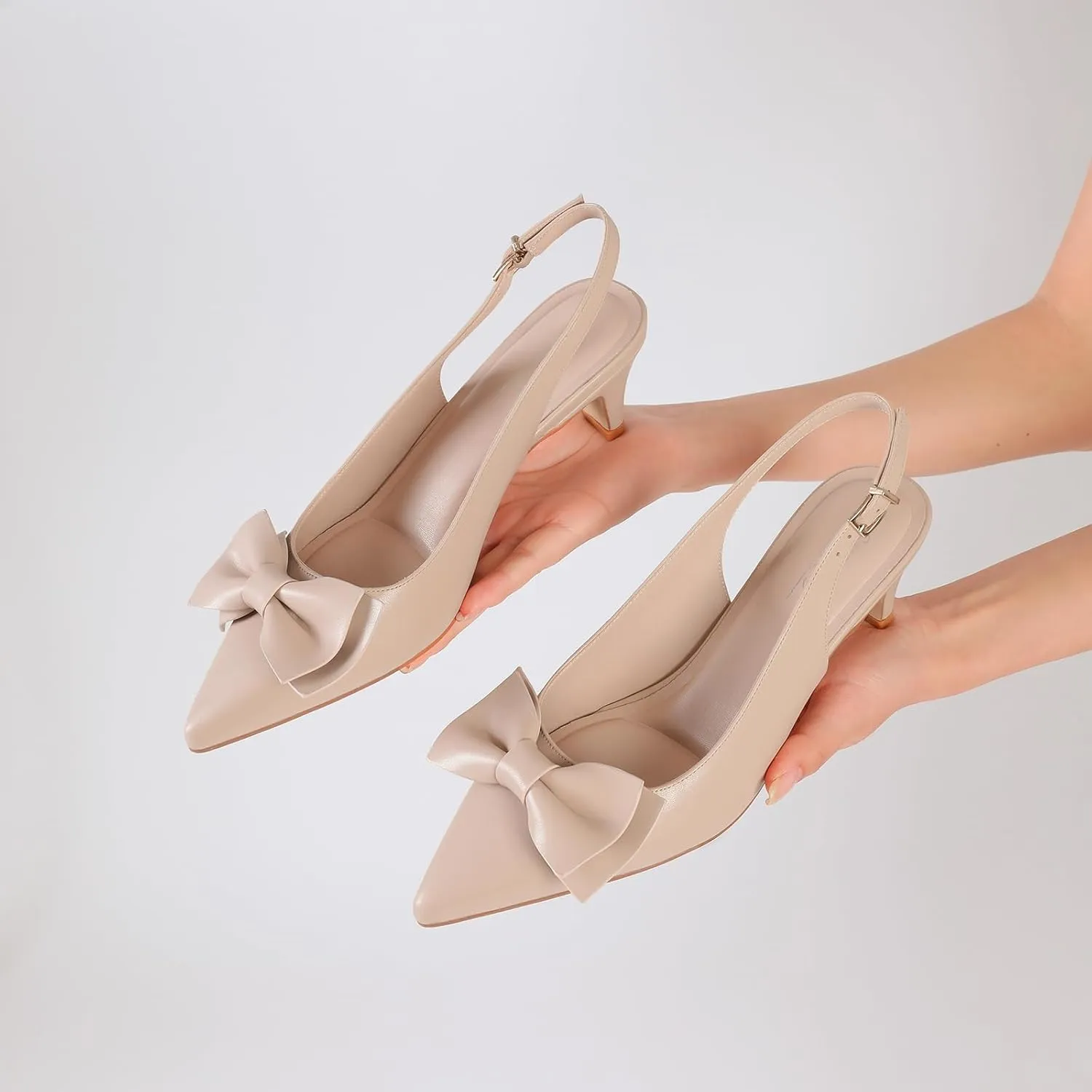 Susanny Slingback Heels for Women Stiletto Closed Pointed Toe Dress Shoes Heels Sexy Kitten Pumps Wedding Party Evening Prom Dance Ankle Strappy Shoes
