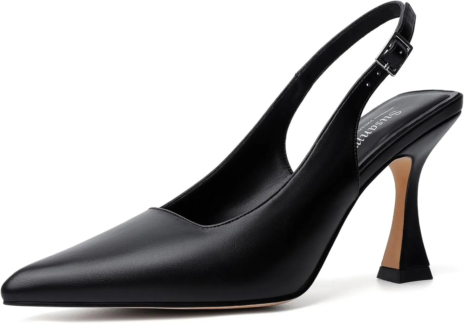 Susanny Slingback Kitten Heels Elegant Dressy Pumps for Women Closed Pointy Toe Sexy Chunky High Heels Wedding Bride Prom Party Dress Shoes