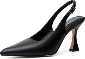 Susanny Slingback Kitten Heels Elegant Dressy Pumps for Women Closed Pointy Toe Sexy Chunky High Heels Wedding Bride Prom Party Dress Shoes