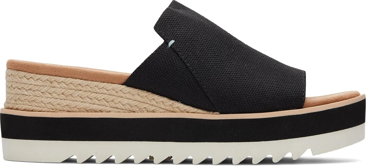 TOMS Womens Diana Platform Espadrille Casual Sandals Casual Mid Heel 2-3" - Black