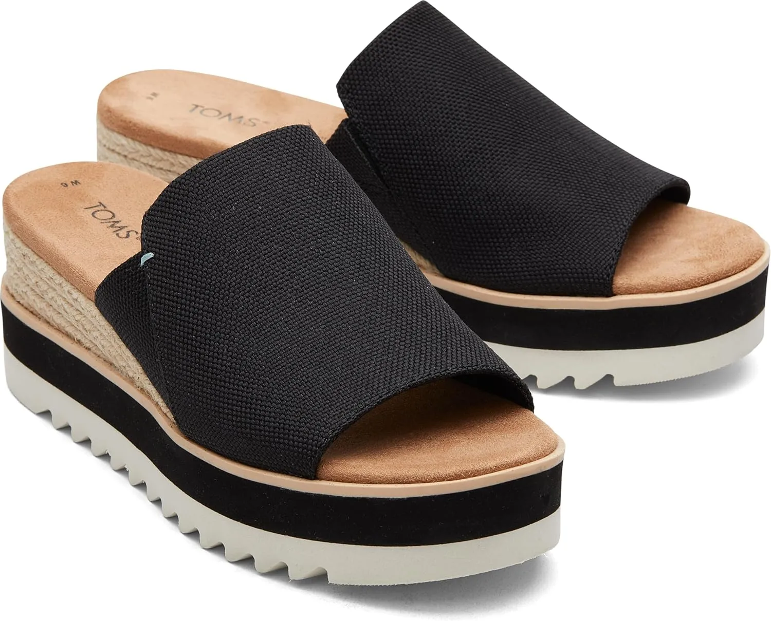 TOMS Womens Diana Platform Espadrille Casual Sandals Casual Mid Heel 2-3" - Black