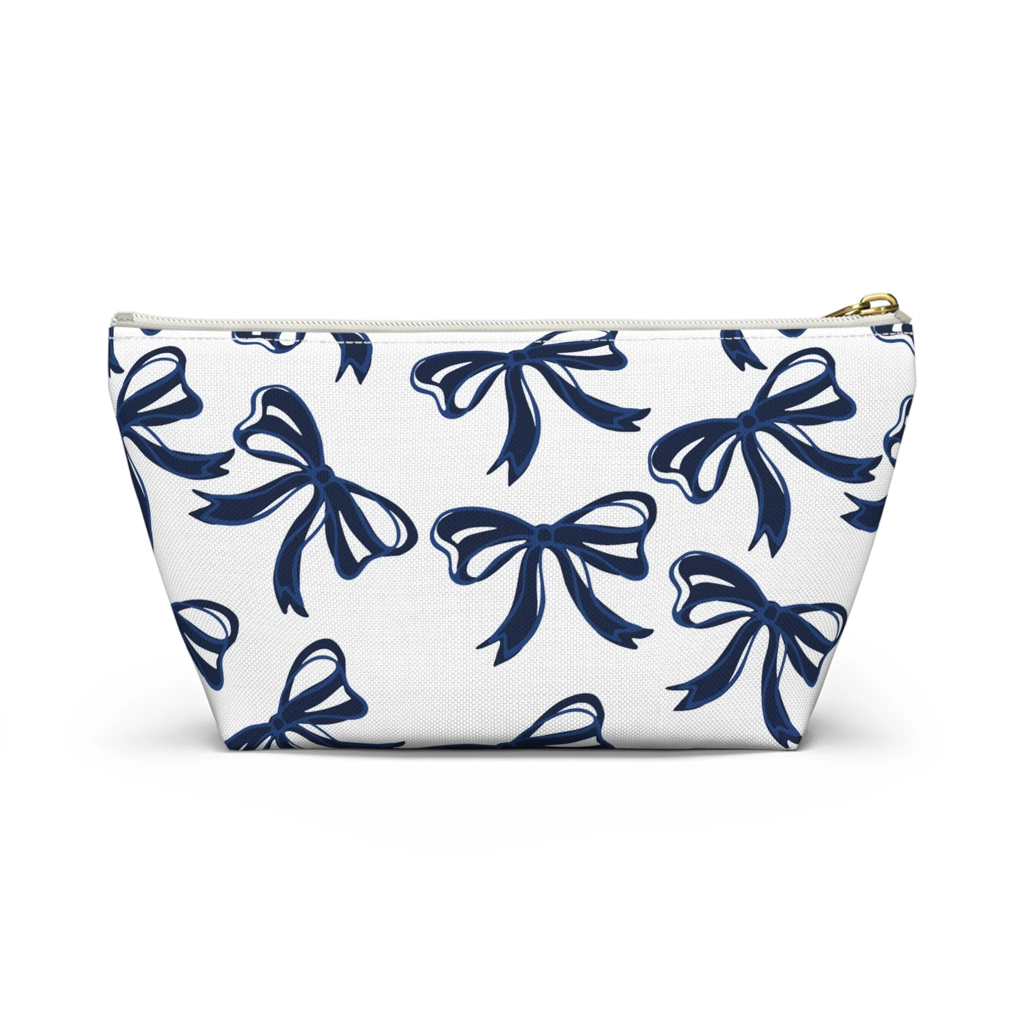 Trendy Bow Makeup Bag - Graduation Gift, Bed Party Gift, Acceptance Gift, College Gift, Blue and White, Penn State, Utah State