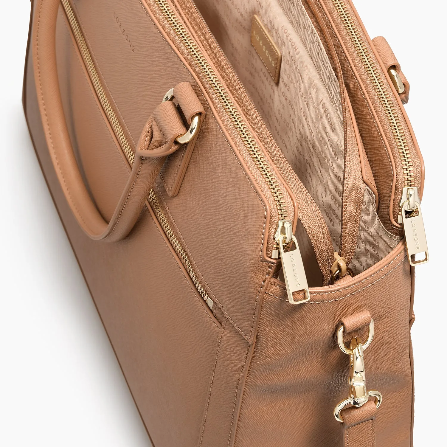 Trinity - Recycled Saffiano Leather - Dark Tan / Gold / Camel