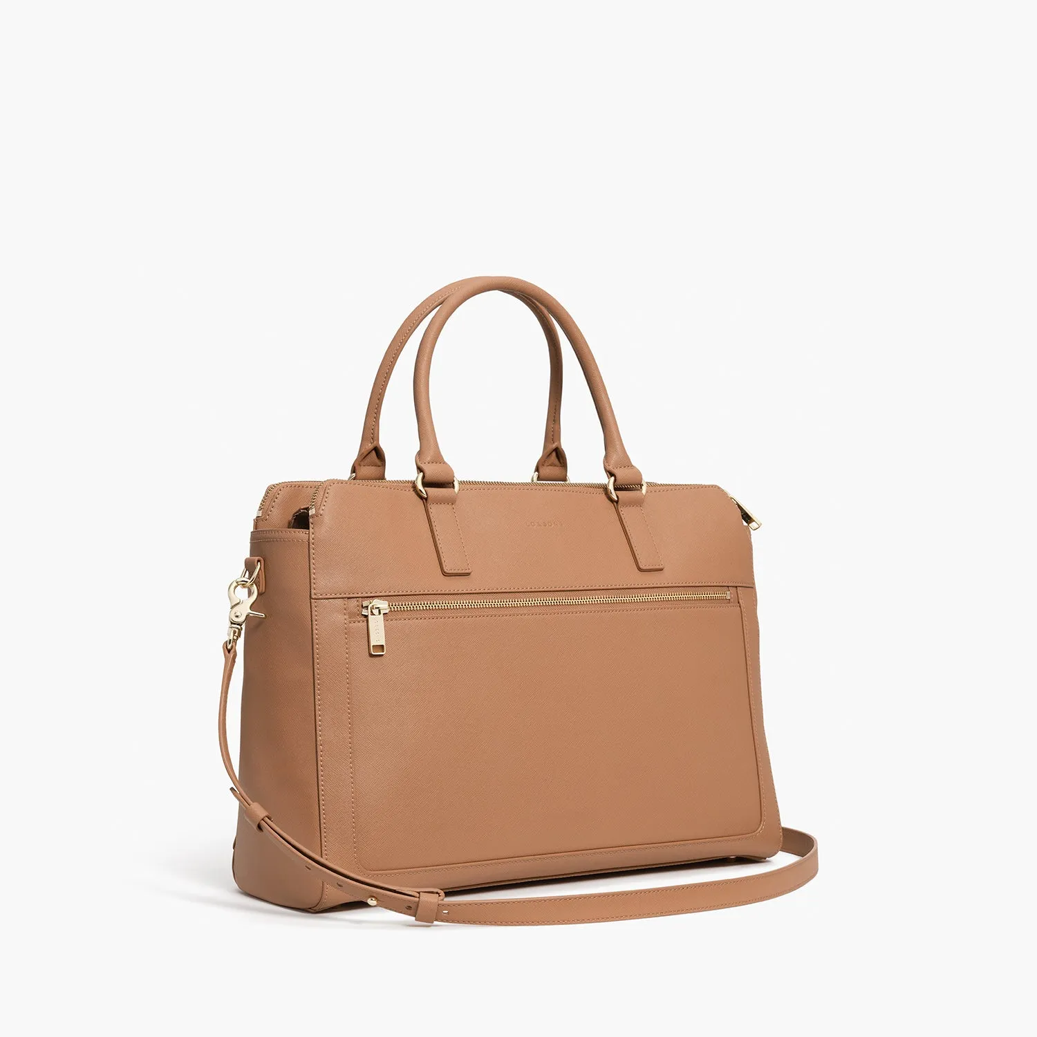 Trinity - Recycled Saffiano Leather - Dark Tan / Gold / Camel