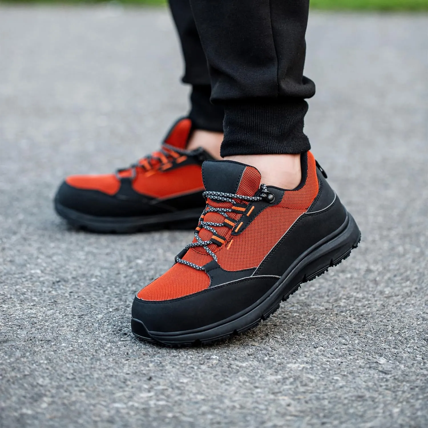 ulogu Steel Toe Shoes for Men Women,Waterproof Non Slip Lightweight Indestructible Work Sneakers,Construction Safety Roofing Zapatos Trabajo Black