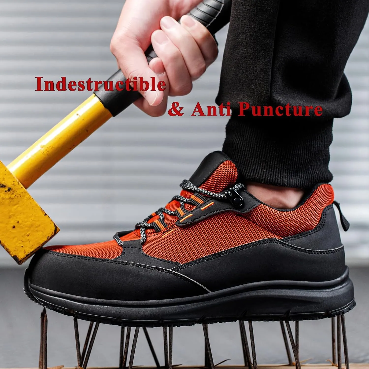 ulogu Steel Toe Shoes for Men Women,Waterproof Non Slip Lightweight Indestructible Work Sneakers,Construction Safety Roofing Zapatos Trabajo Black