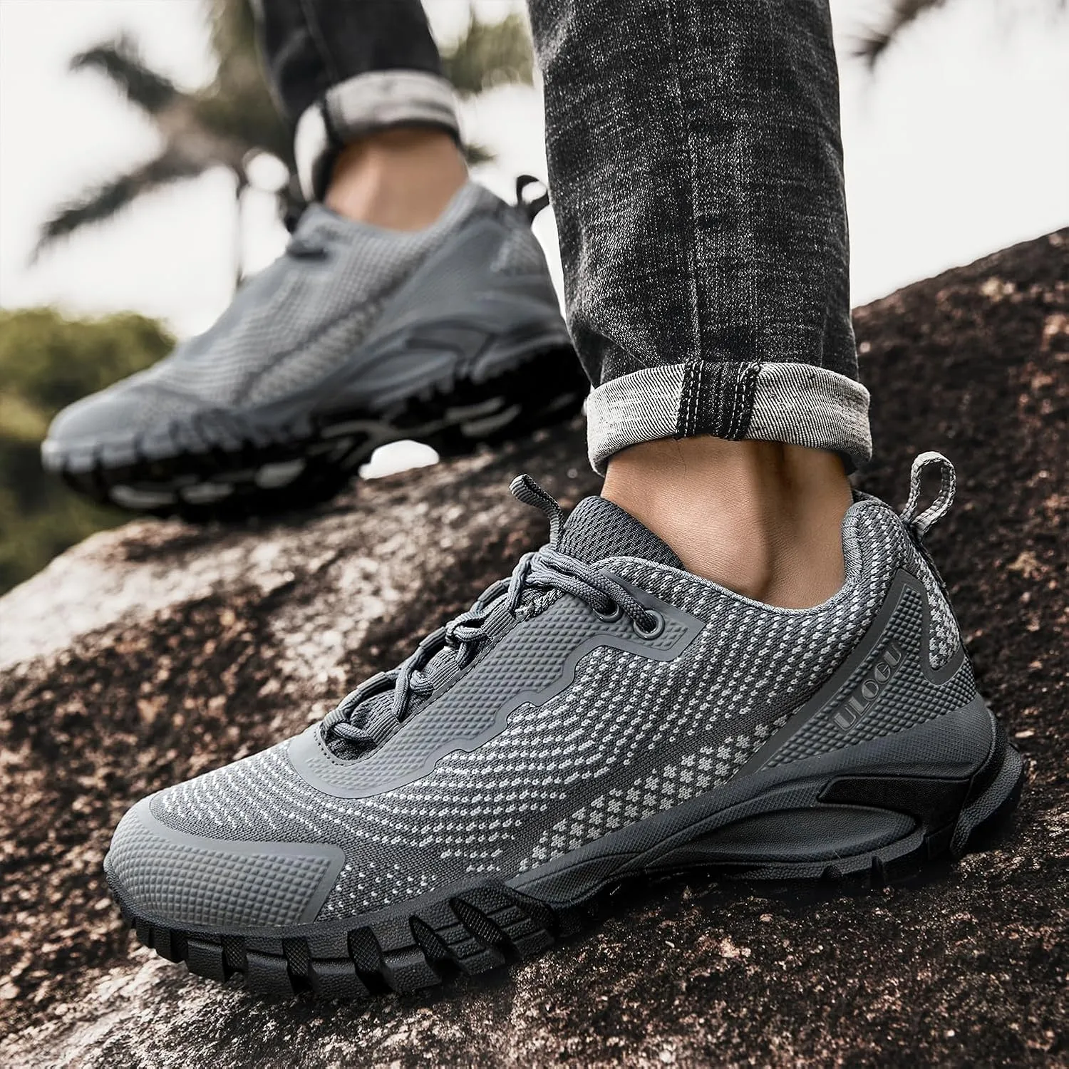 ulogu Waterproof Hiking Shoes for Men Women Comfy Lightweight Non-Slip All Day Walking Work Sneakers 6-Month Warranty