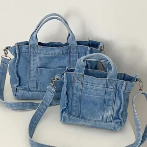 Uniwim Vintage Denim Large Capacity Women's Shoulder Bag Fashion Solid Color Ladies Messenger Bags Simple Square Female Tote Handbag