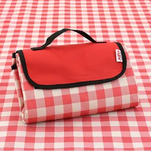 Waterproof Picnic Blanket - Red Grid