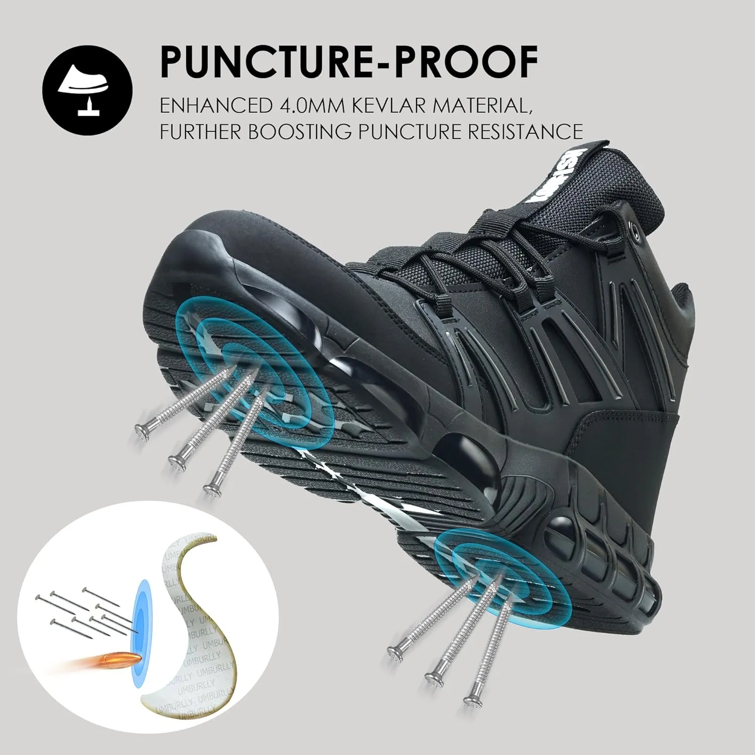 Waterproof Steel Toe Boots for Men Air Cushion Safety Shoes Mens Safety Work Shoes Puncture Proof Industrial Construction Boots Women Black