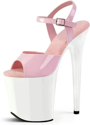 WOilERQ Women's Platform Sandals Ankle Strap 7.8" Stiletto High Heels Sexy Patent Leather Open Toe Dress Shoes for Stripper Club Pole Dancing Wedding Party