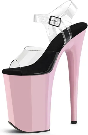 WOilERQ Women's Platform Stiletto High Heels PVC Clear Ankle Strap Sandals Open Toe Wedding Party Dress Pumps Shoes for Sexy Stripper Pole Dancing Party