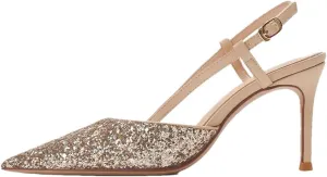 Women Bling Silver Gold Glitter Slingback High Heels Sandals Wedding Party Shoes Thin Heels Sexy Open Toe Buckle Strap