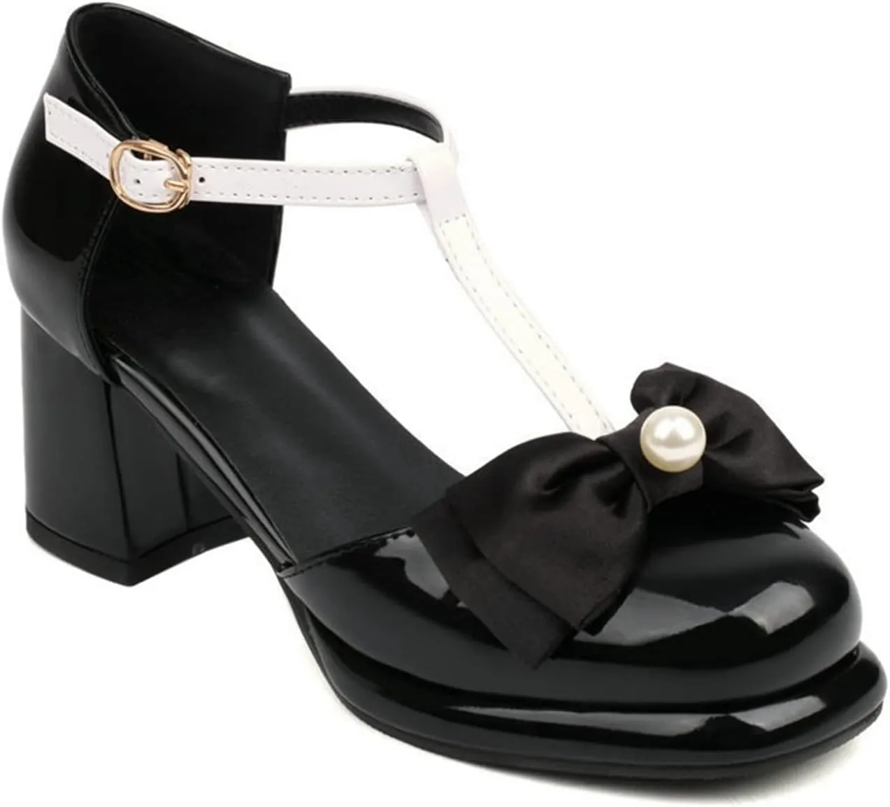 Women Closed Toe Sandals Platform Mary Jane Pumps T-Strap Bow Chunky Block Heel Fashion Dress Shoes