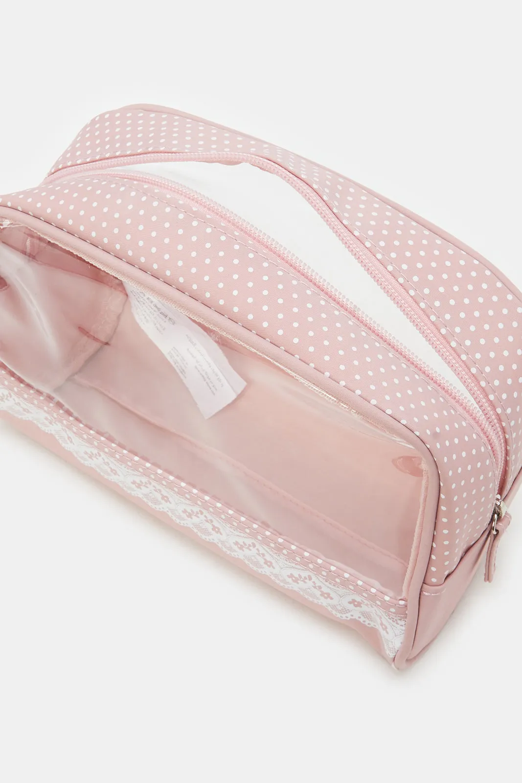 Women Pink Printed Cosmetic Pouch Set (4 Piece)
