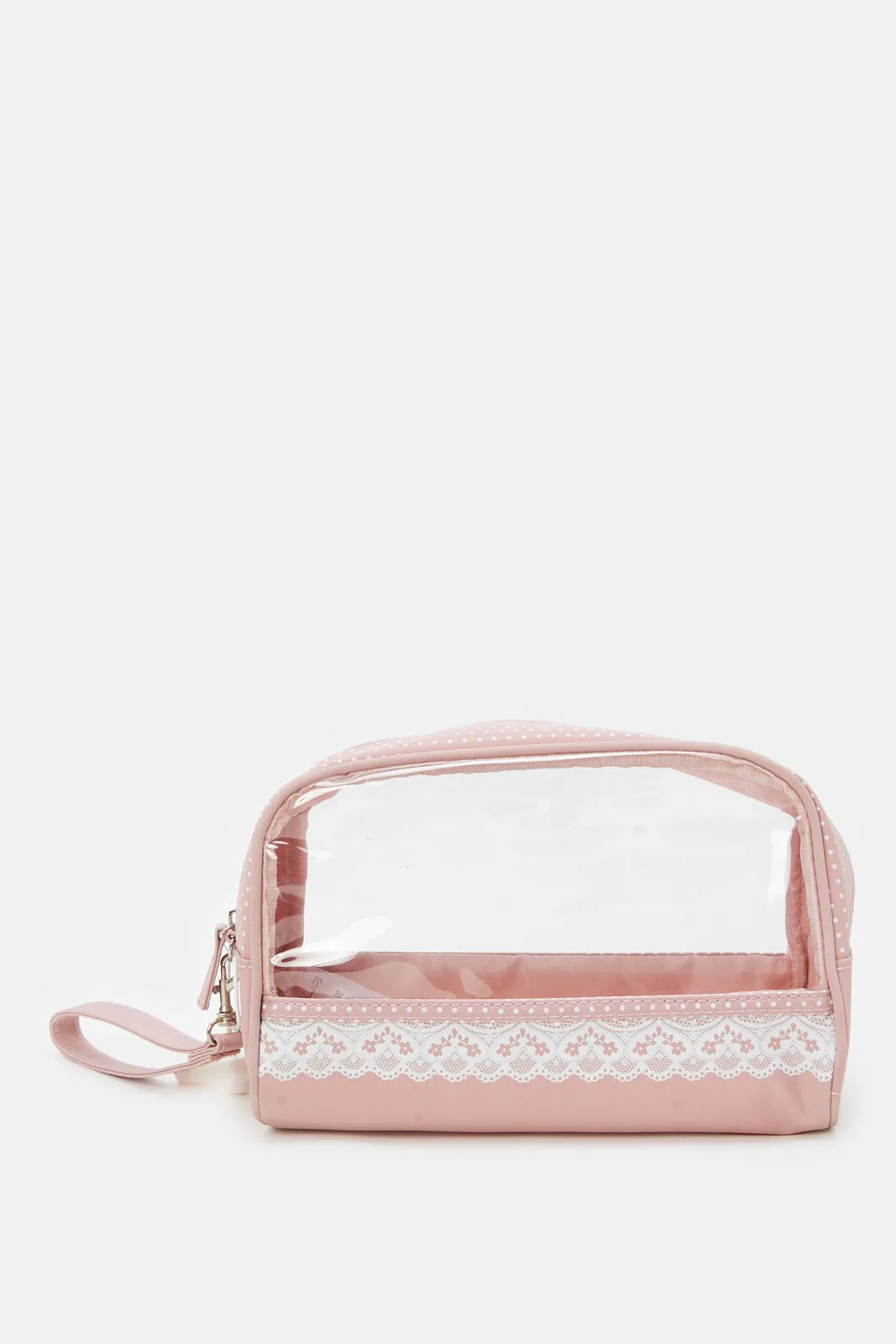 Women Pink Printed Cosmetic Pouch Set (4 Piece)