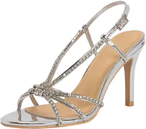 Women Sparkle Rhinestone Strappy Stiletto Sandals with Ankle Strap Glitter Fish Mouth Open Toe Sexy High Heel Sandal for Dance Prom Dress Shoes