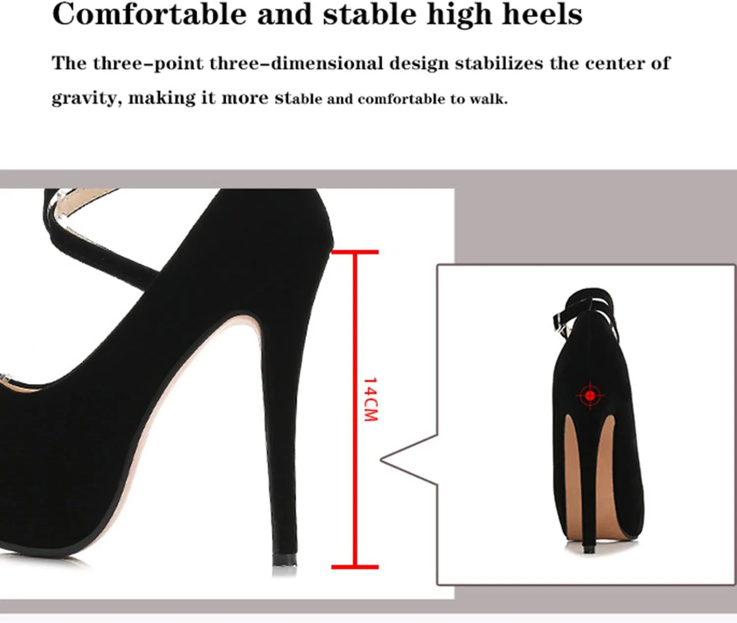Women's Ankle Strap Close Toe High Stiletto Platform Heel Pumps Party Dress Sexy High Heels Suede Strappy Cross Ankle Strap Shoes Large Size 35-46