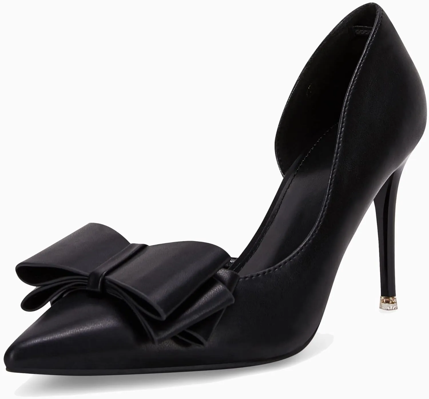 Womens Bow Heels Closed Pointed Toe Dress Shoes Stiletto Slip on Wedding Pumps