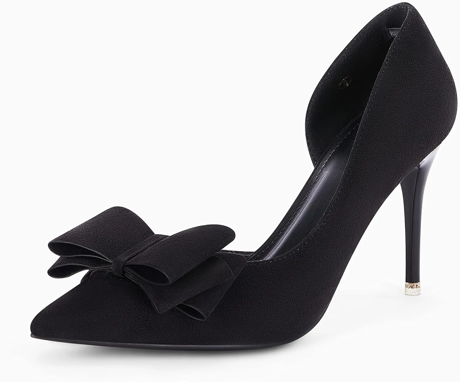 Womens Bow Heels Closed Pointed Toe Dress Shoes Stiletto Slip on Wedding Pumps