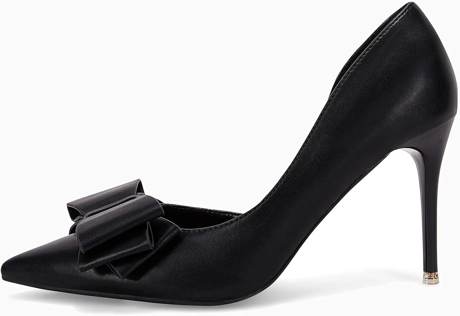 Womens Bow Heels Closed Pointed Toe Dress Shoes Stiletto Slip on Wedding Pumps