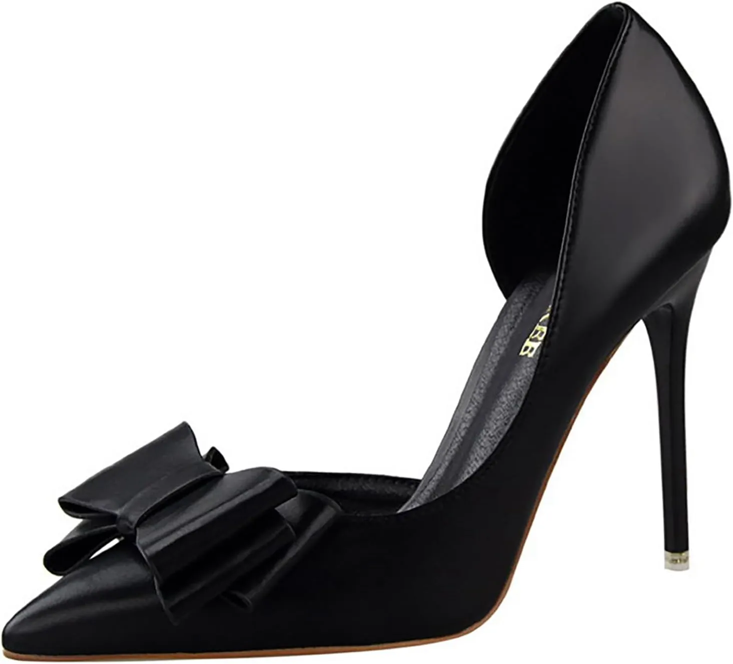 Womens Bow Heels Stiletto D'Orsay Double Bow Pumps Pointed Toe Women Dress Shoes Slip on Wedding Shoes for Bride Bridesmaid