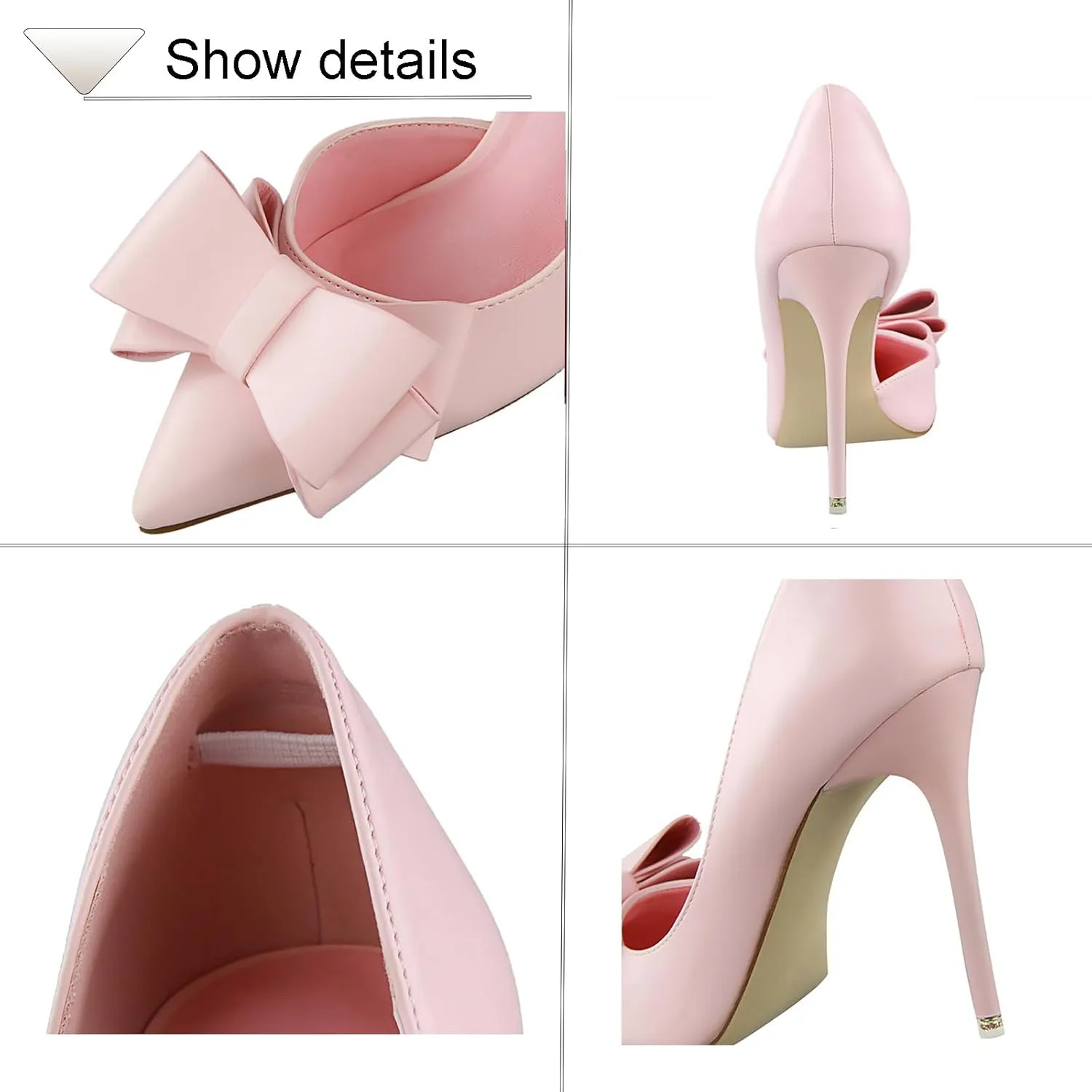 Womens Bow Heels Stiletto D'Orsay Double Bow Pumps Pointed Toe Women Dress Shoes Slip on Wedding Shoes for Bride Bridesmaid