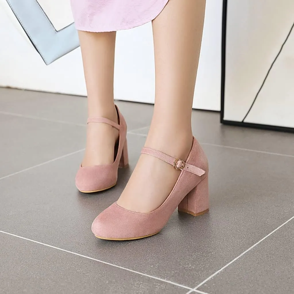 Women's Chunky Block Mid Heel Pumps Square Toe Bowknot Suede Comfort Slip-On Work Office Dress Shoes