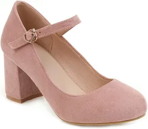Women's Chunky Block Mid Heel Pumps Square Toe Bowknot Suede Comfort Slip-On Work Office Dress Shoes