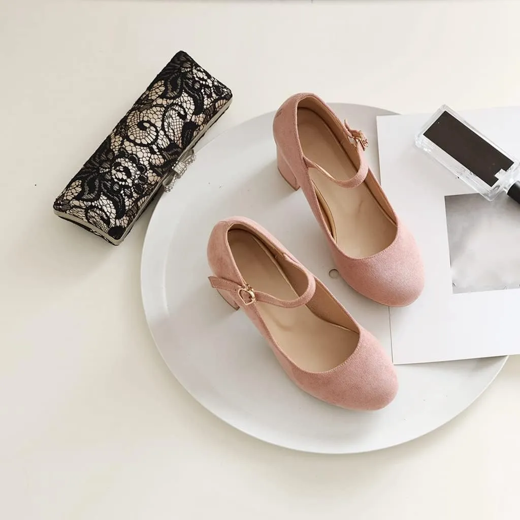 Women's Chunky Block Mid Heel Pumps Square Toe Bowknot Suede Comfort Slip-On Work Office Dress Shoes