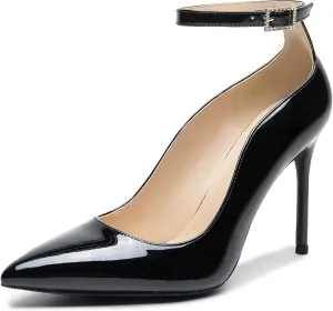 Women's Closed Toe Pointed Toe High Heels Pumps 4IN Stiletto Heels for Women Ankle Strap Dress Wedding Shoes